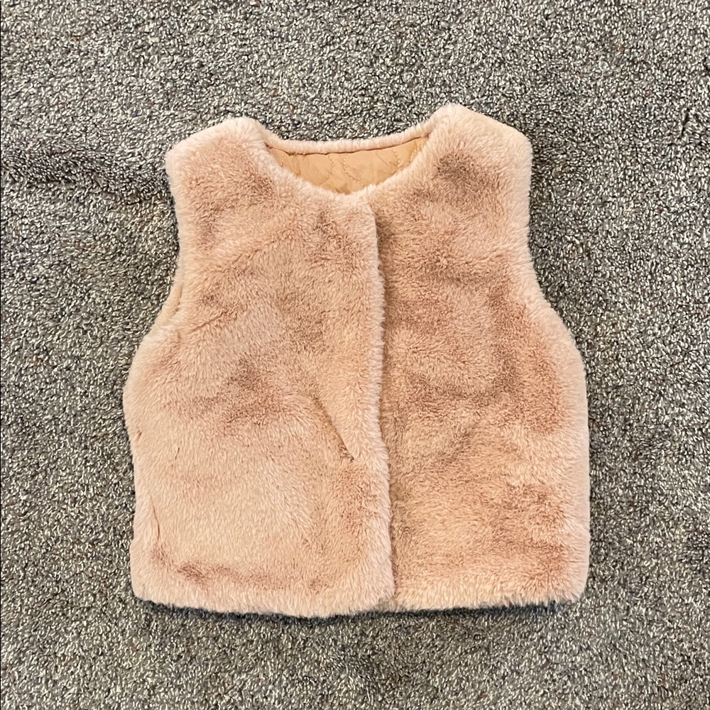 Faux Fur Vest in Blush Pink